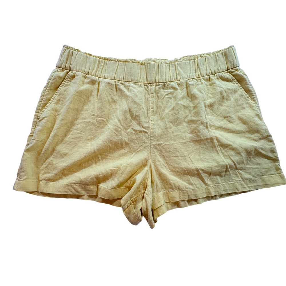 Sonoma Shorts Womens XXL Yellow Linen‎ Blend Elastic Waist Casual Relaxed Summer